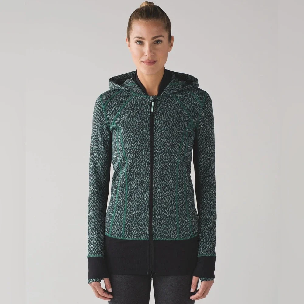 Lululemon Daily Practice Jacket Irregular Spacebone Sea Mist Deep Green / Black - Picture 4 of 16